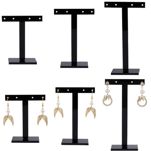 SUNNYCLUE 6 présentoir de Boucles D'Oreilles 3 tailles Ensemble de Supports de Présentation de Boucles D'Oreilles Supports de Bijoux en Acrylique Colliers Bracelets Clous D'Oreilles Organisateur Barre
