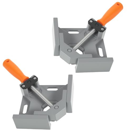 2 Pcs Right Angle Clamp, 90 Degree Corner Clamps for Woodwork, Single Handle Aluminium Alloy Vice with Adjustable Swing Jaw, Woodworking Clamps for DIY Woodworking Welding