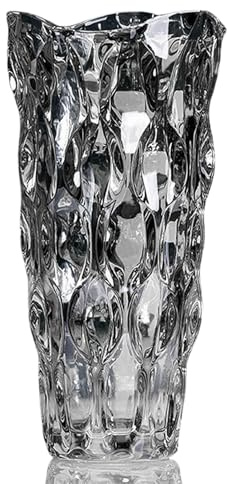 Duscdesp Vaso per fiori in vetro, 24 cm, moderno vaso di vetro, grande, stile nordico, con fiori alti e tulipani, ideale come regalo per matrimoni, decorazione da tavolo, feste di casa, festa della