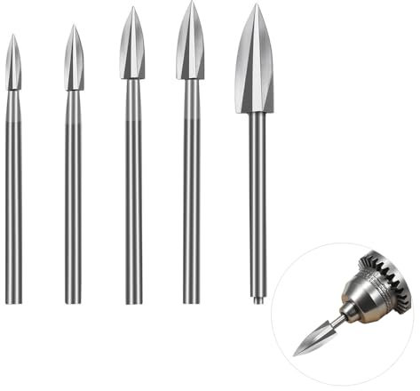 hzexun Fräser Holz Set Kompatibel mit Dremel, 5 Stück HSS Gravierwerkzeug, Rotationswerkzeuge Zubehör Holzfräser 3mm Schaft für Holz Schnitzen,Bohren,Heimwerker,Holzarbeiten,Gravieren
