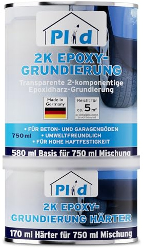 Plid 2K Epoxy-Haftvermittler 750 ml | Epoxidharz Basis + Härter | Haftgrund für Beton & Estrich | Innen - Außen | Lösemittelfrei | Hohe Haftkraft | ca. 5 m²