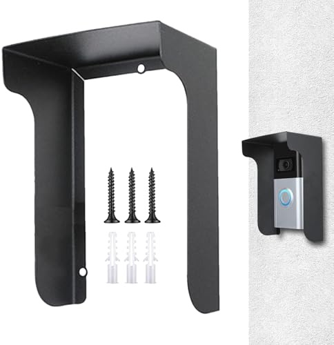 Soporte de timbre de para protección al aire libre - Placa de cubierta negra mate anti -Glare | Asegure marco de montaje sin drill para pared o puerta, placa frontal decorativa temática de