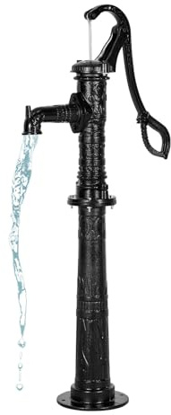 VEVOR Bomba Manual Antigua, 6 m de Elevación, Estilo Nostálgico, de Hierro Fundido, para Pozo con Base Elevada, Conexión NPT, para Jardín, Estanque y Granja, Color Negro, 400 x 240 x 1290 mm