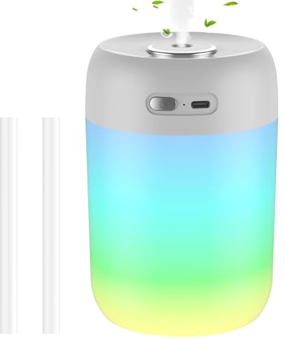 SZO Mini Luftbefeuchter Klein mit Nachtlicht Humidifier for Bedroom Top-Befüllung 2 Sprühmodi Leise Automatische Abschaltung für Schlafzimmer Babyzimmer Büro Pflanzen Hellgrau