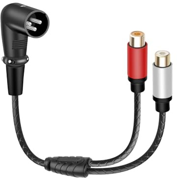 YANBORONSN Cavo a Y con XLR Maschio a 90 gradi per Doppio RCA Femmina, Splitter XLR 3 PINI verso 2 RCA, Cavo Audio Stereo non Bilanciato per Console di Missaggio, Microfono, Registratore (2M)