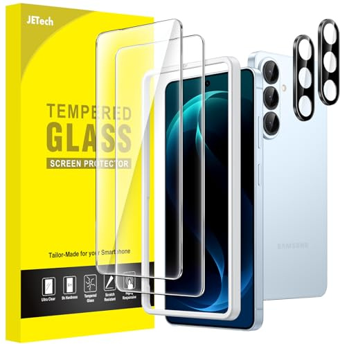 JETech Skärmskydd för Samsung Galaxy S26 med Kameralinsskydd, 9H Härdat Glasfilm med Enkelt Installation Verktyg, Fingeravtryck ID Kompatibel, HD Klar, 2-Pack Varje