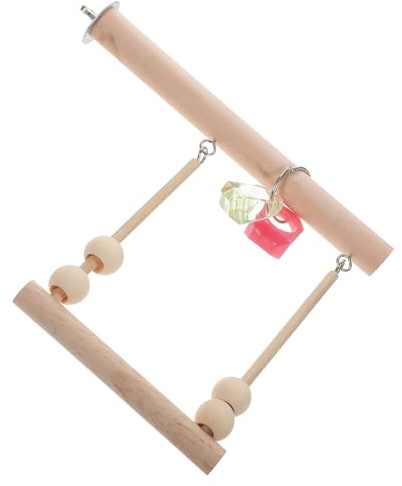 DINHEAROM Columpio de Madera para Pájaros Resistente a Mordeduras, Juguete Diario para Loros Pequeños, Soporte Natural para Jaula Adecuado para Loro y Aves Domésticas