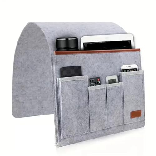 FGUJSUR Organizador de Reposabrazos para Sofá Sillón doméstico Caddy sofá de fieltro reclinable reposabrazos organizador for revista bolsa almacenamiento colgante(Light Grey)