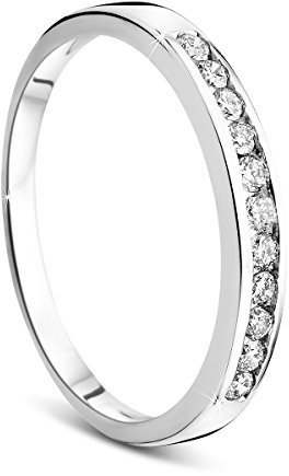 Orovi Damen-Ring Memoire Hochzeitsring Weißgold 9 Karat (375) Brillianten 0.20 carat Verlobungsring Diamantring