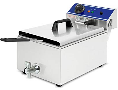 VERTES Friteuse Electrique Professionnelle 10L, 3000W, 230V, Principe de la Zone Froide, Température 50-200°C, Panier à Friture, Fonction Reset, Acier Inoxydable, Fonctionnement à l'Huile