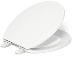 KOHLER 20111-0 Brevia, Slow Close Toilet Seat, Round Toilet Seat, Grip-Tight Bumpers Quick-Attach Hardware, White