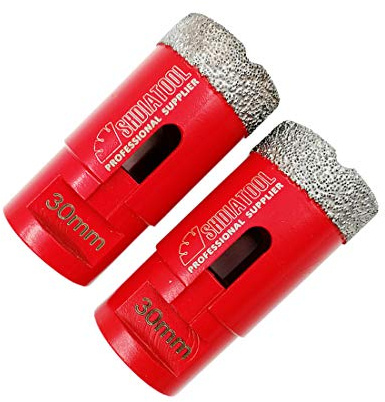 SHDIATOOL Dry Diamond Drill Core Bit 2pcs Diameter 30mm Vacuum Brazed Drilling Porcelain Tile Granite Marble