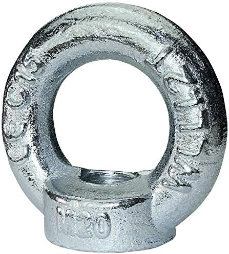 AERZETIX - Dado anulare - Anello di sollevamento/Occhiello M20 - Acciaio zincato - Filettatura femmina - Occhiello per gru - Fai da te - Colore argento - C45445