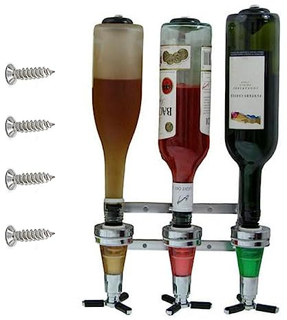 Väggmonterad vindispenser, vinautomat, 3 flaskor, väggmonterad optisk dispenser för sprit, bar butler flaskhållare för cocktails, bartender, blandat vin, bar, kök (30 ml)