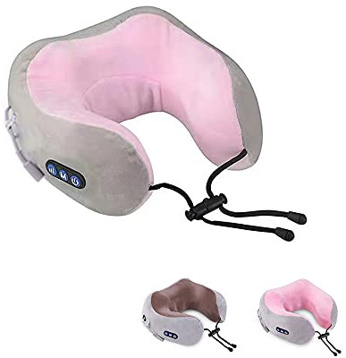 Massaggiatore Collo e Cervicale. Cuscino Elettrico a forma di U. Ricaricabile tramite USB. Ufficio, Casa, Viaggio. (rosa)