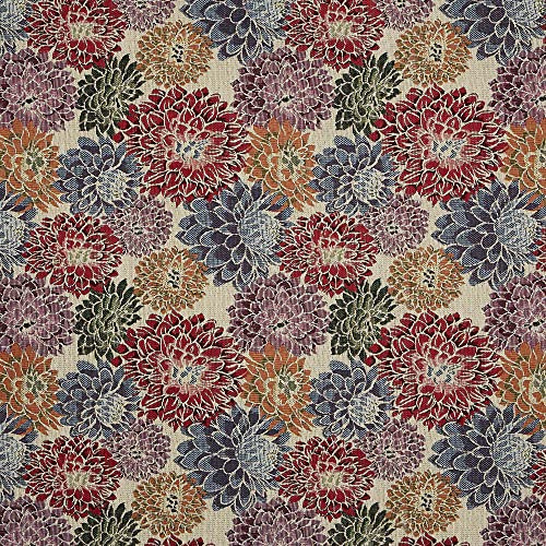 Kt KILOtela - Polsterstoff, Möbelstoff, Jacquard Gobelin, Dekostoff, Modische Accessoires, Tischdecke, Vorhang, oder Dekoartikel, 100 cm Länge x 280 cm Breite, Blumenmuster, Mehrfarbig, 1 Meter