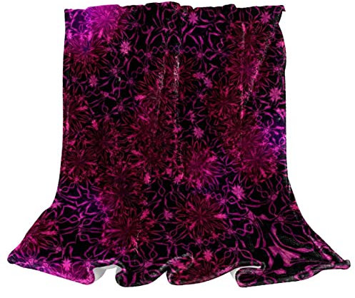 Fleece-Überwurfdecke für Couch, leicht, Plüsch, flauschig, Retro-Blumenmuster, rosa Rose