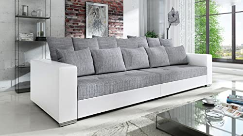 Kuechen-preisbombe Modernes Big Sofa Wohnlandschaft Sofa Couch Jumbo XXL 1 - Weiß - Hellgrau