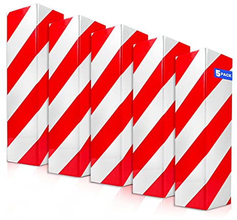 CRINSTON® Protector Columnas Garaje | 5 Unidades 40x20x2 cm | Protector Parking – Protector Esquinas Reflectante - Protector Puertas y paragolpes Coche, Evita Golpes y Arañazos. (Rojo)