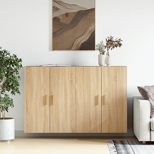 ZEYUAN Wandschränke 2 STK. Sonoma-Eiche Holzwerkstoff, Hängeschrank, Badezimmerschrank, Badschrank, Aufsatzschrank, Gewürzschrank, Wall Cabinet 3197875