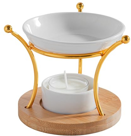 Bruciatore di profumo Etna – Bruciatore di profumo – Matrimonio metallo ceramica e legno – Semplice aromaterapia – Atmosfera profumata – Moderno arredamento interno profumato – 50 ml – H 10,5 cm –
