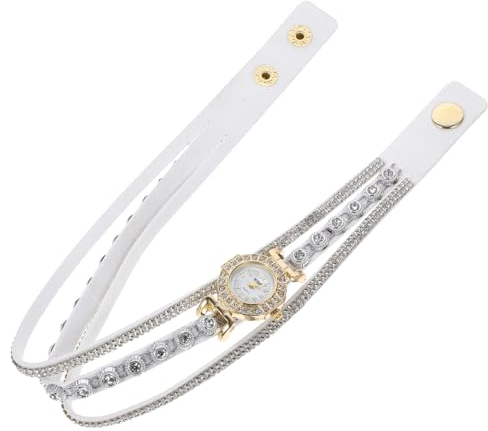 SAFIGLE Stylische Damen-Armbanduhr Mit Perlenarmband Vintage Design Quarz-Uhr Für Besondere Anlässe Als Geburtstagsgeschenk Für Frauen Elegantem Weiß