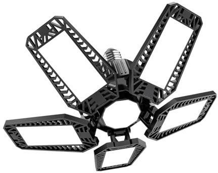 TASINUO Plafoniera LED Garage 160W 1 Pezzi, 16000LM 6500K Lampada Officina 5+1 Deformabile Pannelli Plafoniere LED a Soffitto Garage, Plafoniera E27 per Officina Cantina Palestra Negozio