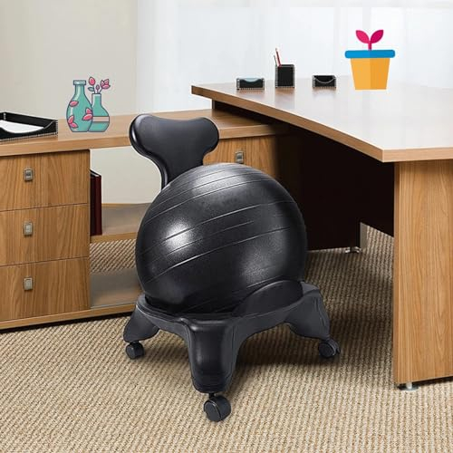 CMYUN Sitzball Schwarzer Heimballstuhl für Erwachsene und Kinder, Ergonomischer Dornausrichtungsyoga-Ballstuhl, Stabilitäts-Fitnessbälle für Die Schwangerschaft, Einfache Montage