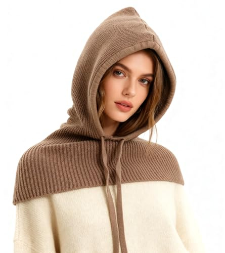 TAGVO Passamontagna 2 in 1 con Sciarpa con Cappuccio, Cappello Invernale a Maglia Antivento, Sciarpa Berretto Morbido e Caldo, Scaldacollo per Uomo e Donna