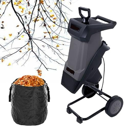 JOSBY Déchiqueteuse à Bois électrique 2400 W, broyeur de Branches d'arbre Portable 4500 TR/Min, avec Sac de Collecte de 50 L et Cordon d'alimentation de 30 m, Coupe directe de 40 mm, pour déchiqueter