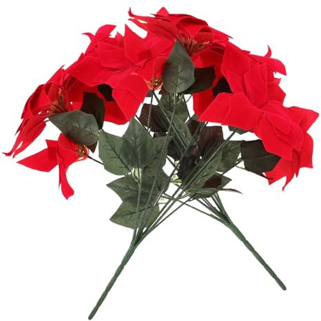 MAGICLULU Künstlicher Weihnachtsstern Aus Pu Material Realistische Rote Weihnachtsblume Dekoration Für Weihnachtsbaum Und Tisch 2 Stück Für Zuhause Und Büro