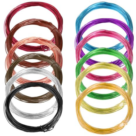 12 Rollos Alambre de Aluminio Multicolor, 5m×1mm Alambre de Aluminio Redondo Colores Variados, Alambre Artesanal de Aluminio Multicolor para Bricolaje Joyería Modelado Escultura Manualidades
