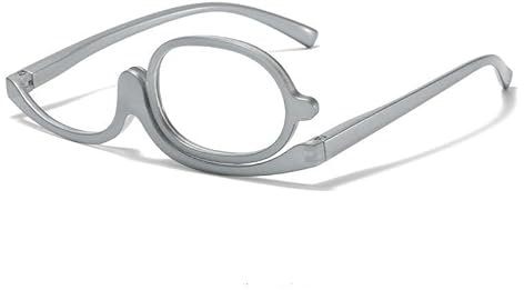 JZ 2x - Gafas de maquillaje ampliadas con lentes giratorias gafas de lectura de alta definición especialmente diseñadas para maquillaje y lectura para mujeres mayores (azul 3.5) (Silver 1.0)
