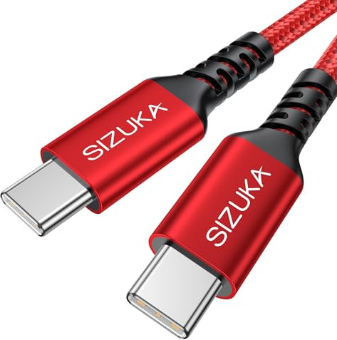 Câble USB C vers USB C 2M 60W PD Cable Charge Rapide Nylon Tressé Câble USB Type C Compatible avec Galaxy S21 S20 S10 S9,Note 10 9,Huawei P30 P20 P10 Mate30,Google Pixel-Rouge