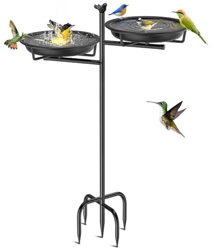 VeyFolzin.st 46 Zoll Metall Vogeltränke für draußen, Vintage freistehende Vogeltränke Futterschale, stabil und leicht zu reinigen, Vogelfutterstation für draußen, Garten, Hof, Rasen, Dekor (schwarz)