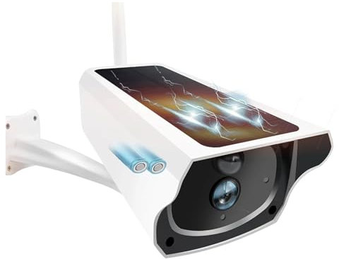 VEKELETE Telecamera di sorveglianza WiFi con Pannello Solare Telecamera IP Esterna HD 1080P Protezione di Sicurezza Domestica Zoom 4X Grandangolo P2P(Camera No Battery)