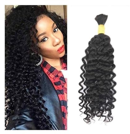 zhongqunli Tressage de Cheveux Humains, Extensions de Cheveux Humains ondulés 100 g, 35 à 71 cm, Cheveux Humains bouclés en Vrac for tressage(16 inch)