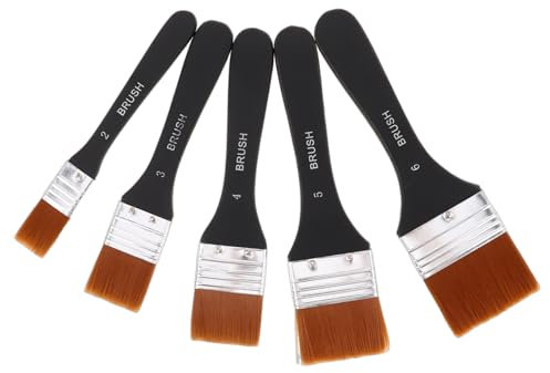 SHINEOFI 5 Pennelli Piatti E Larghi Setole In Nylon Con Manico In Legno Per Pittura Acrilica A Olio Ad E A Gesso - Articoli Per Pittura E Arte