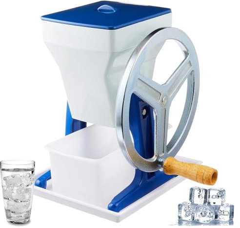HPMCVE Commercial Manual Ice Crusher, Portable Rotary Ice Crusher Gadget with Stainless Steel Blade, Hand Shake Ices Shaver, Quiet Operation, Clear Particles, for Home, Restaurant, and Party Use