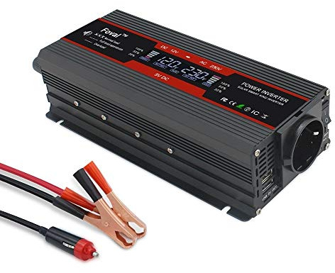 Inversor, Inversores de Corriente Pantalla de 6000W de Potencia del inversor de Voltaje del Transformador convertidor DC 12V a 220V AC Solar 2 USB Convertir Coche Transformador