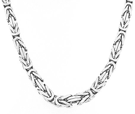 Halskette Byzantiner Königskette versilbert 10mm Länge 45cm, Herren-Kette Silberkette Damen Geschenk Schmuck ab Fabrik Tendenze-Italy