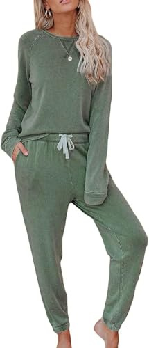 Pijamas Conjunto De Pijamas Largos para Mujer Conjunto De Pijama De Invierno con Traje De Casa Bündchen Ropa De Dormir De Dos Partes Ropa De Dormir Ropa De Estar por Casa Top De Mang, Green, M