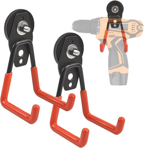 Ganchos magnéticos fuertes resistentes para garaje, paquete de 2 ganchos magnéticos de tierras raras resistentes para puerta delantera, abrigos, bolsos, taladros, caja de herramientas, pala, escoba