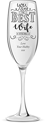 ukgiftstoreonline Gift For Wife Personalised Engraved Champagne Prosecco Glass Flute