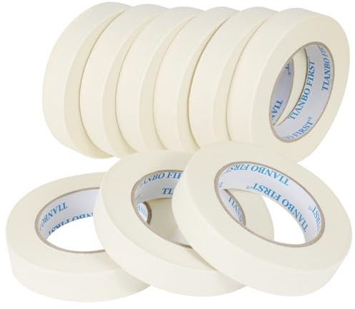 TIANBO FIRST Masking Tape 0.94 Inch Wide Thin White Painters Tape Beige Masking Tape Bulk for Painting Home Office School Stationery, 0.94 Inch x 60 Yards, 9 Rolls