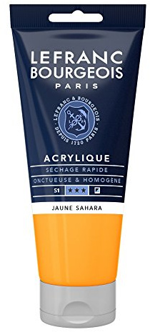 Lefranc Bourgeois 300442 Fine Acrylfarbe - Saharagelb, 80ml Tube, cremige Acrylfarbe auf Wasserbasis, schnell trocknend, lichtecht, wasserfest
