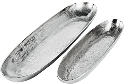 Schale Servierplatte Dekoschale Aluminium Silber Luxus - Tischdeko Modern aus Metall - Hochzeit, Weihnachten - Tischdeko Deko Dekoration für Wohnzimmer und Küche - 54 cm oder 72 cm (72x19x7 cm)