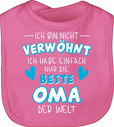Shirtracer Baby Lätzchen - Sprüche - Ich bin nicht verwöhnt - Ich habe einfach nur die beste Oma der Welt - Weiß/Blau - Unisize - Pink - babykleidung mit süßen sprüchen lustige babygeschenke ist