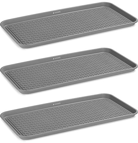 Navaris Schuhablage Schuhabtropfschale - 3X Schuhmatte Abtropfmatte - Schuh Abtropfschalen Grau für Schuhe - Schuh Abtropfschalen Regen Herbst Winter - Schuhwanne groß