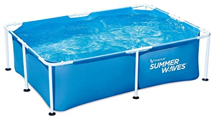 Summer Waves Freistehender Pool, rechteckig, 2,13 x 1,52 x 0,61 m – praktisch Material PVC laminiert 3 Schichten – Wasserlinie 51 cm – Lieferung mit notwendigem Zubehör